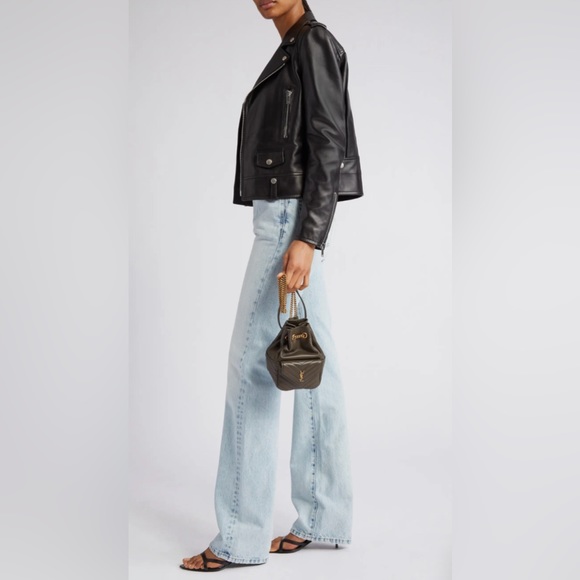 Saint Laurent Mini Joy Matelassé Leather Bucket Bag in 
Light Musk Green 1950$ - Picture 3 of 17